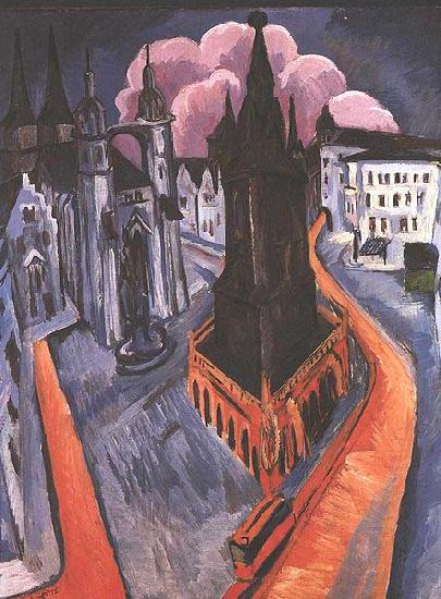 Ernst Ludwig Kirchner The red tower of Halle